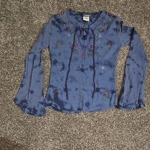 Garage Tie Front Embrodiered Top